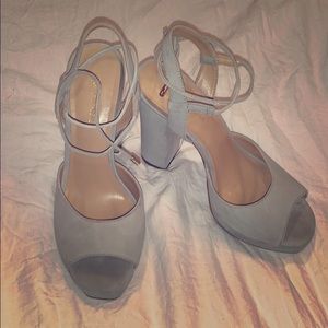 Saks Fifth Avenue blue suede platform heels